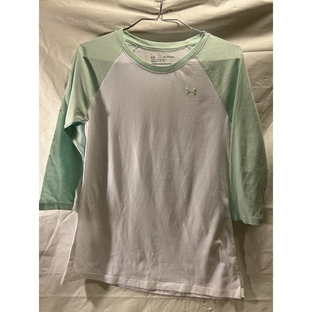 Under Armour  Baseball Women's |3/4 Sleeve Shirt|White & Mint Green |Size XS|